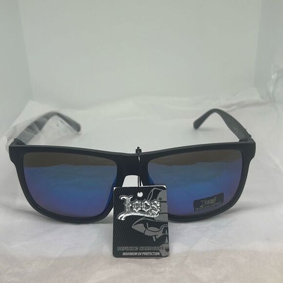 LOCS Sunglasses – Blue Mirrored Lens – Matte Black Frame – UV Protection - Picture 3 of 3